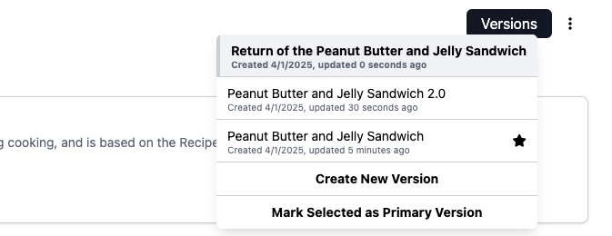 The KitchenSync Recipe Versions